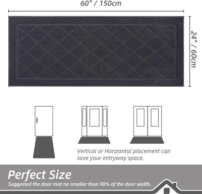 BEQHAUSE Dirt Trapper Door Mat 24" x 60", Doormat Non-Slip Entryway Rugs Washable, Dog Door Mat