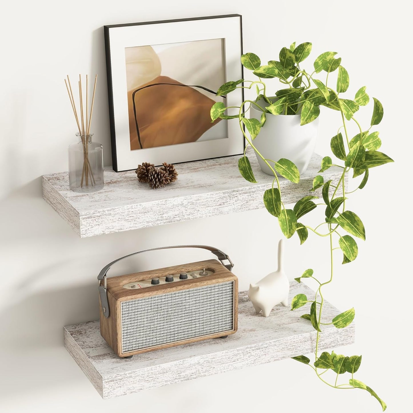 Fun Memories Deep Floating Shelves - 16" W x 9" D x 1.6" H Rustic Grey Wall Shelf - Wall Mounted