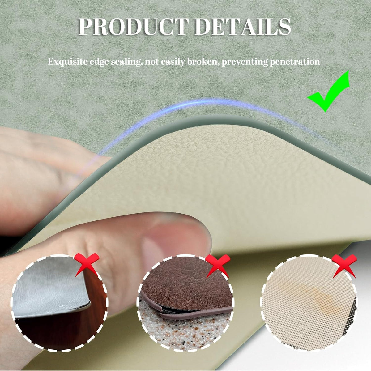 BLESWIN Faux Leather Placemats, Set of 6, 12×17 Inch -Double Side Texture Color Table Mats