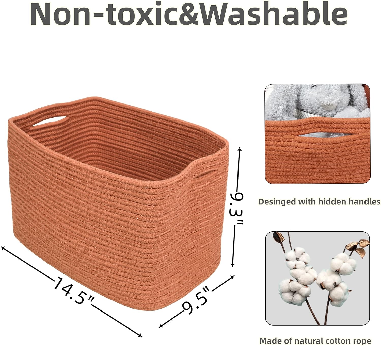 Cotton Rope storage Basket Bins Woven Basket for Organizing Shelves Rectangle Decorative Baskets