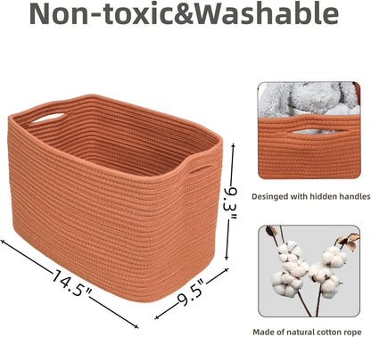 Cotton Rope storage Basket Bins Woven Basket for Organizing Shelves Rectangle Decorative Baskets