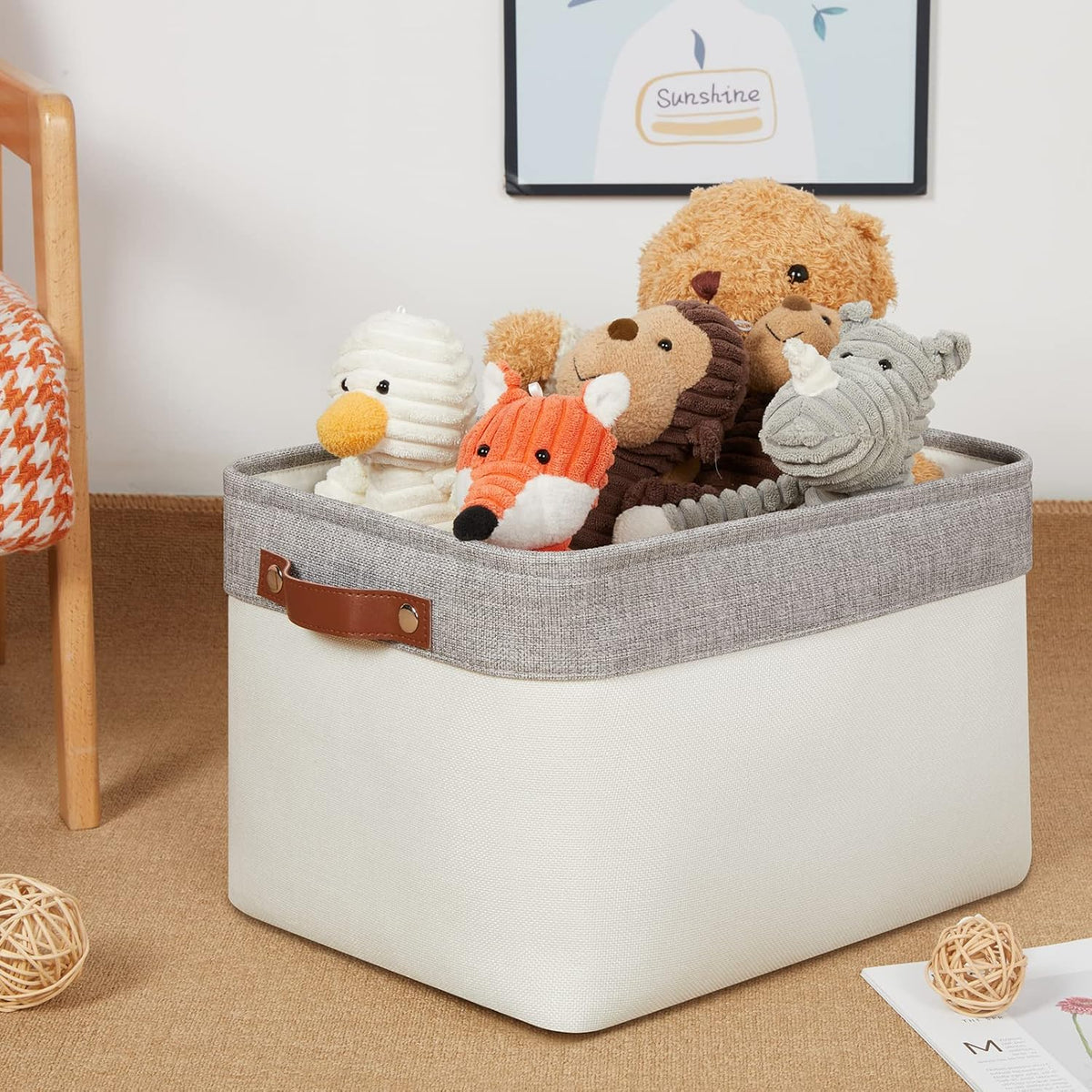 DULLEMELO Storage Baskets for Organizing, Shelves,Bedroom, Decorative Storage Bins with Leather