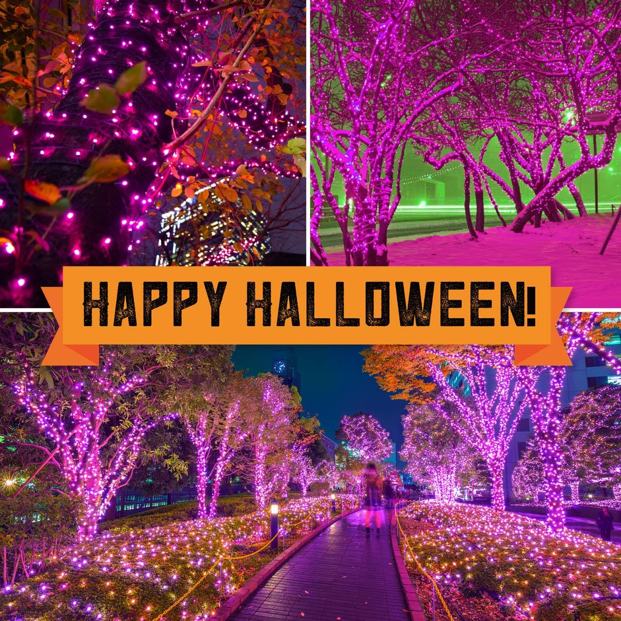 100LIGHTS Purple Extra-Bright with End Connectors Halloween Decorative Lights 5.98m UL Certified