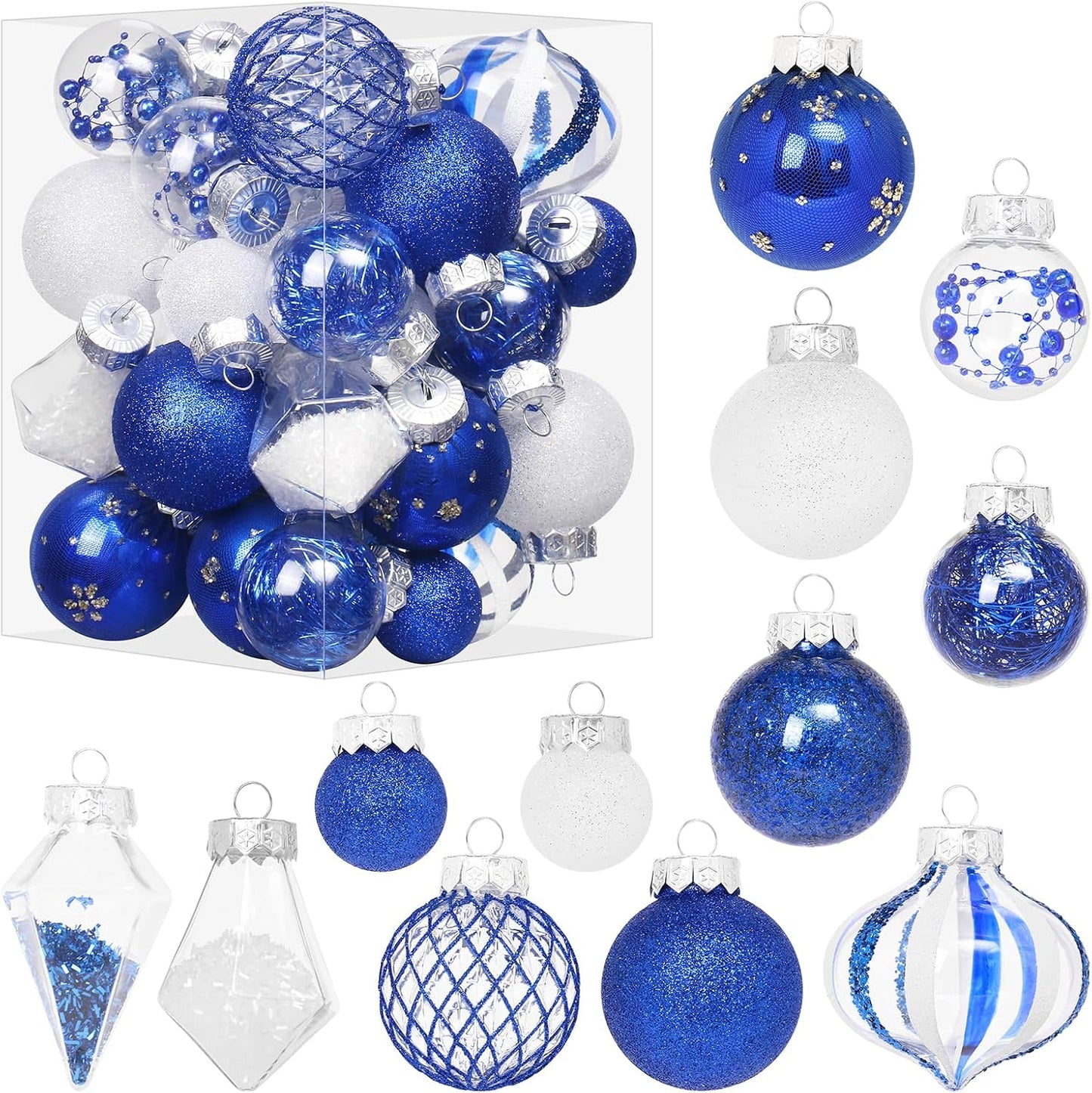 Christmas Ball Ornaments Set, 34PCS Clear Plastic Shatterproof Christmas Ornaments for Xmas Tree