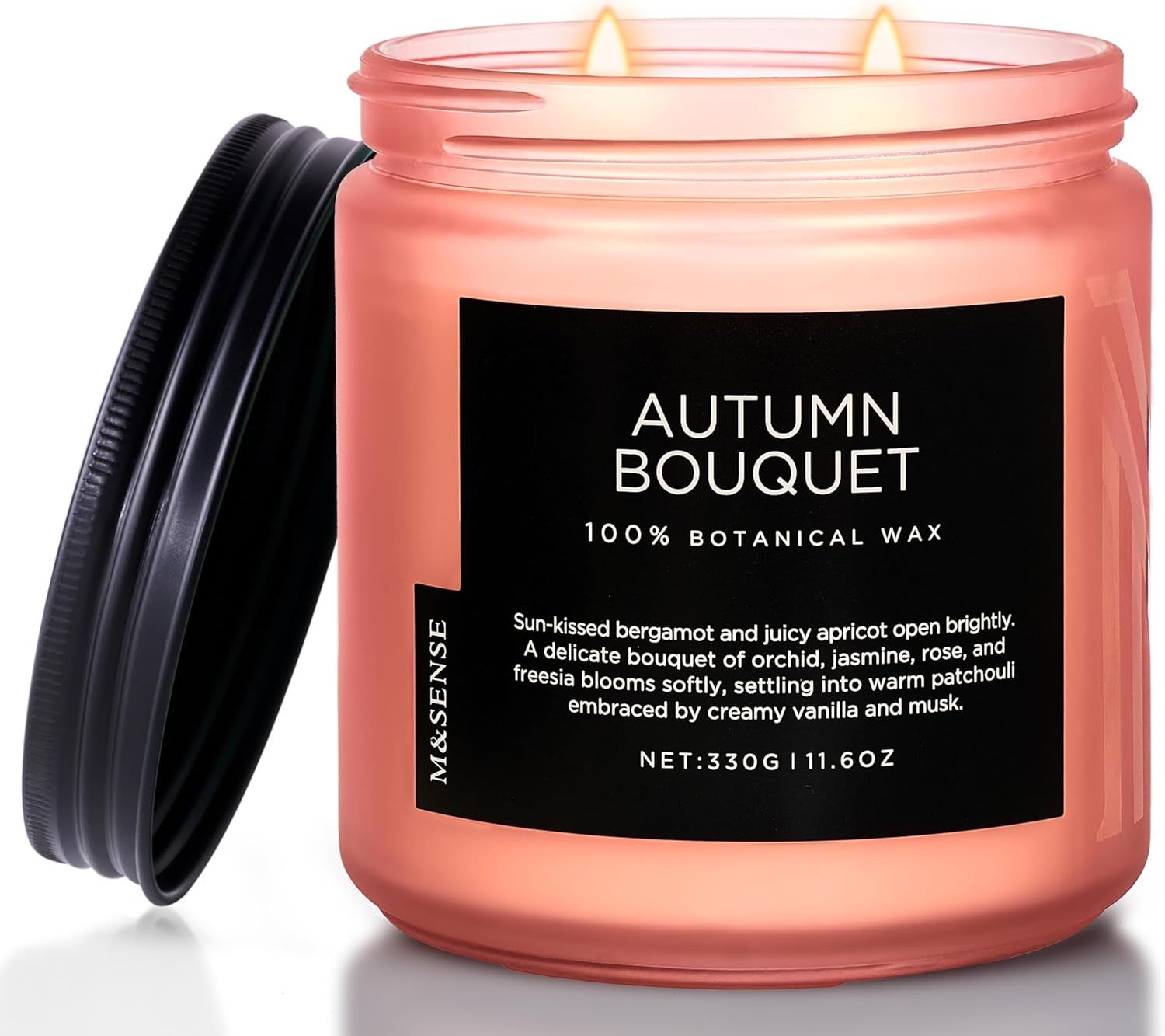 M&SENSE Fall Candle Autumn Wreath Scented, Large 11.6oz Natural Soy Wax 70 Hours Burn Time Clean