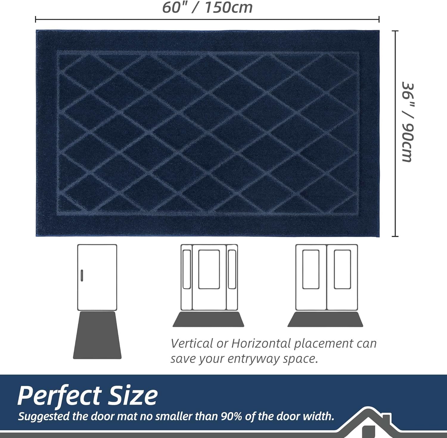 BEQHAUSE Dirt Trapper Door Mat 36" x 60", Doormat Non-Slip Entryway Rugs Washable, Dog Door Mat