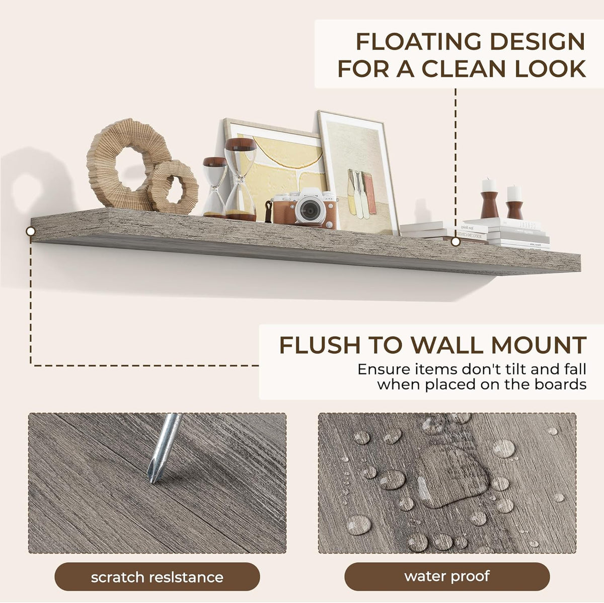 RICHFOCUS 72Inch Floating Shelves for Wall 2 Pack Shelves for Bedroom|Kitchen|Bathroom Wall Mounted