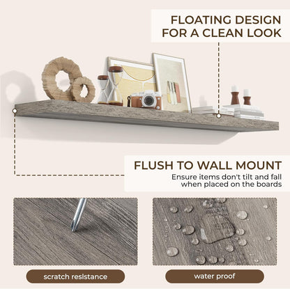 RICHFOCUS 72Inch Floating Shelves for Wall 2 Pack Shelves for Bedroom|Kitchen|Bathroom Wall Mounted