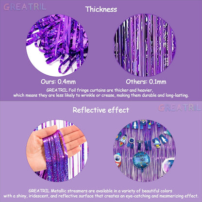 Purple Tinsel Curtain Party Backdrop - GREATRIL Foil Fringe Curtain Party Photo Booth Streamers for