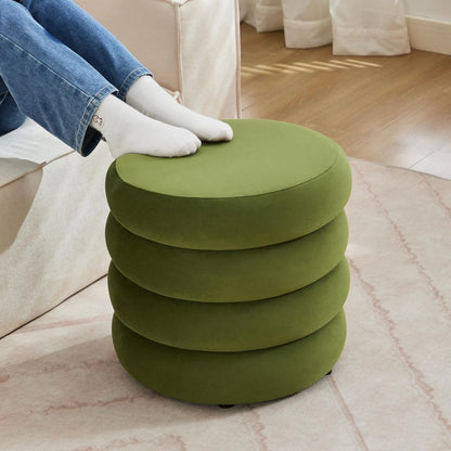 ONEVOG Round Storage Ottoman, 20" Small Ottomans Table with Removable Lid, Velvet Fabric Soft
