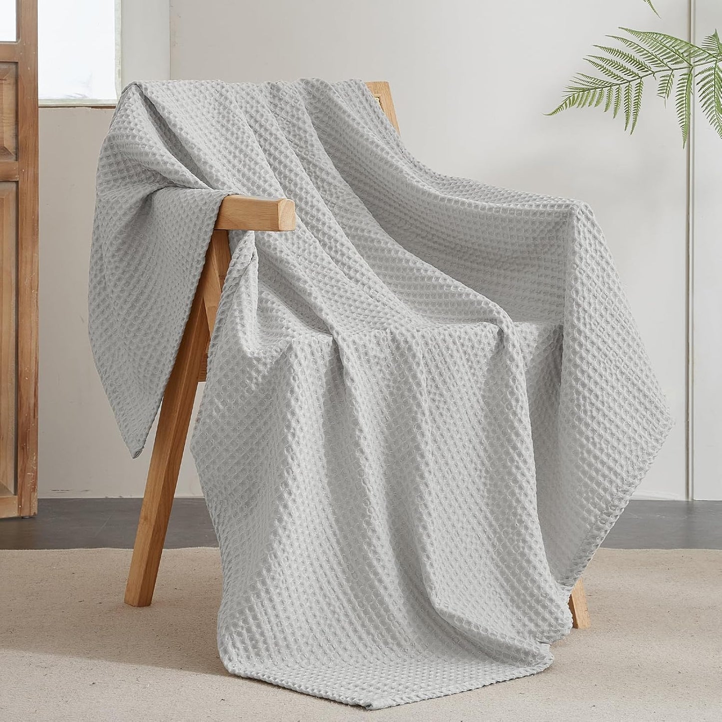 PHF Ultra Soft Waffle Weave Throw Blanket 50"x 60"- Washed Lightweight Breathable Cozy Woven