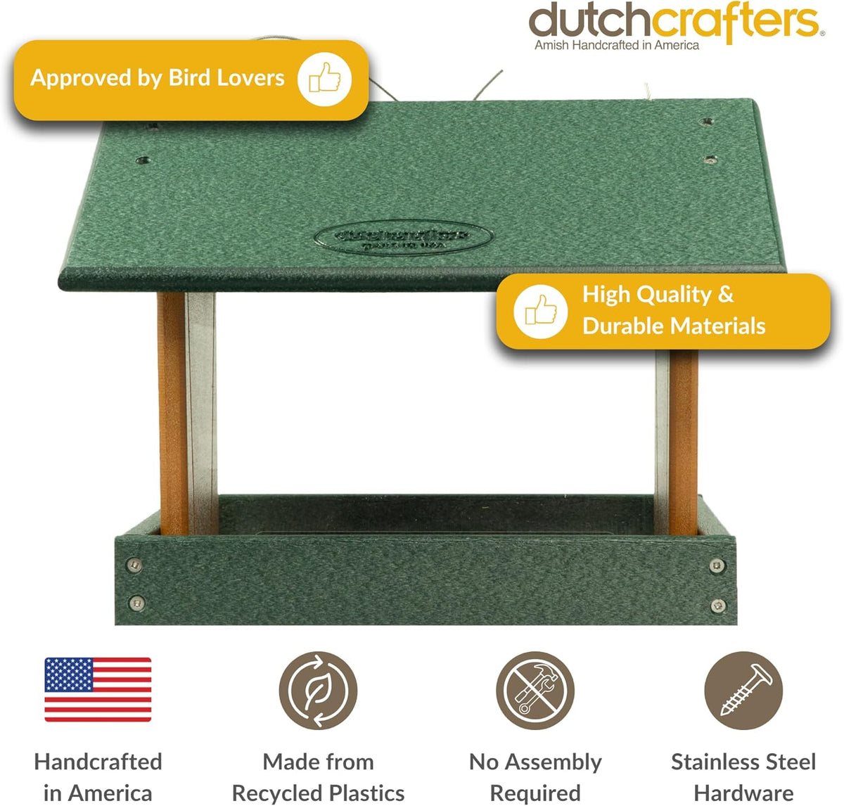 Poly Hanging Hopper Bird Feeder, Large Hanging Bird Feeder for Outside, Outdoors - Amish American