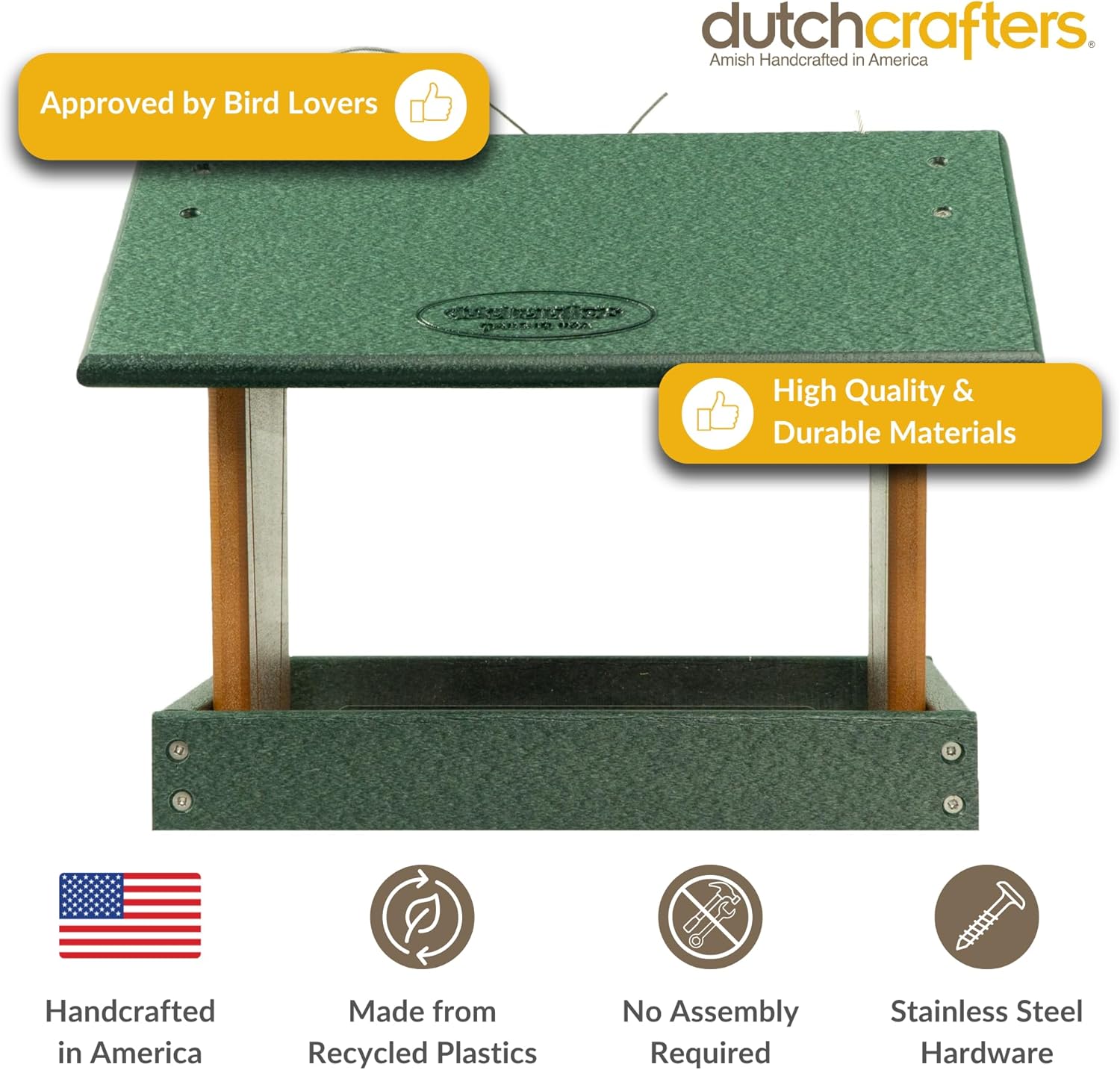 Poly Hanging Hopper Bird Feeder, Large Hanging Bird Feeder for Outside, Outdoors - Amish American