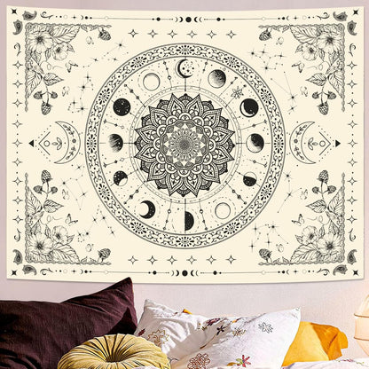 Lunerfex Mandala Moon Tapestry Boho Tapestry for Bedroom Black and White Tapestries Wall Hanging