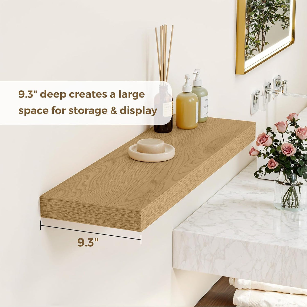 Dreamland 36 Inches Floating Shelves for Wall, 9.3" Deep Long Floating Shelves Set of 2, Large