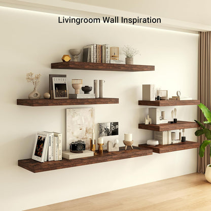 Heimlove 24 x 12 Inch Deep Floating Shelves Wall Mounted with Invisible Brackets,Storage Hanging
