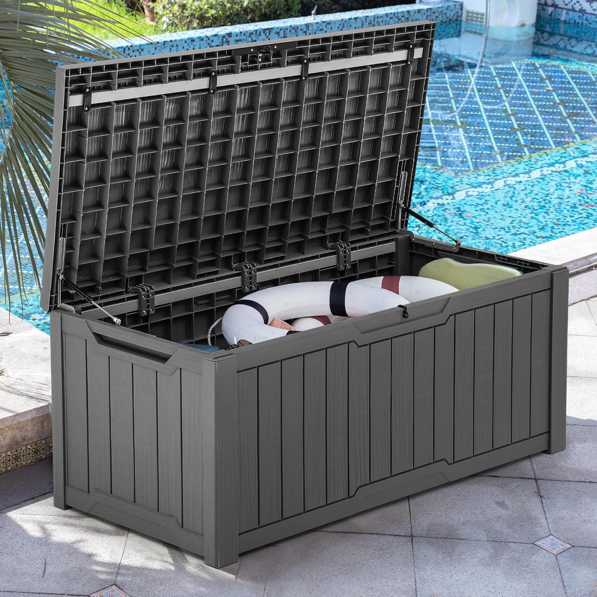 YITAHOME 120 Gallon Outdoor Storage Deck Box, Large Resin Patio Storage for Outdoor Pillows, Garden