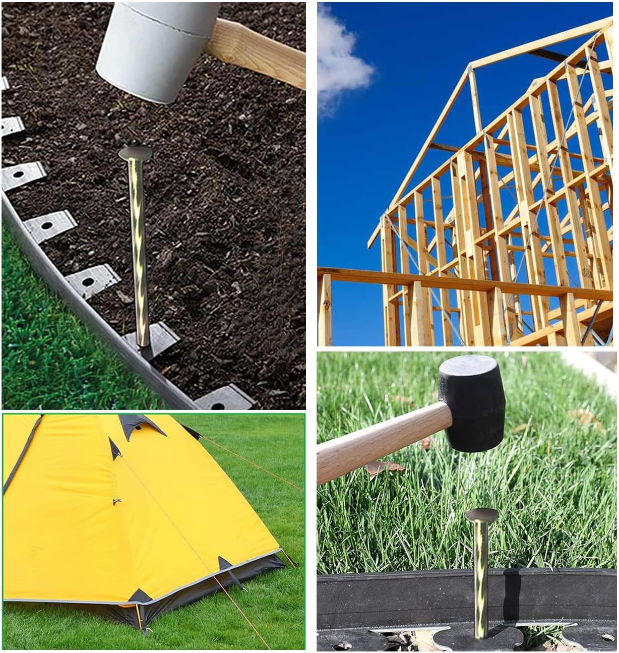 22 Pcs 8-Inch Landscape Stakes, Spiral Metal Galvanized Landscape Spikes, Garden Nails for