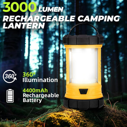 Rechargeable Camping Lantern, 3000LM 5 Light Modes Camping Light 4400 Capacity Phone Charger LED