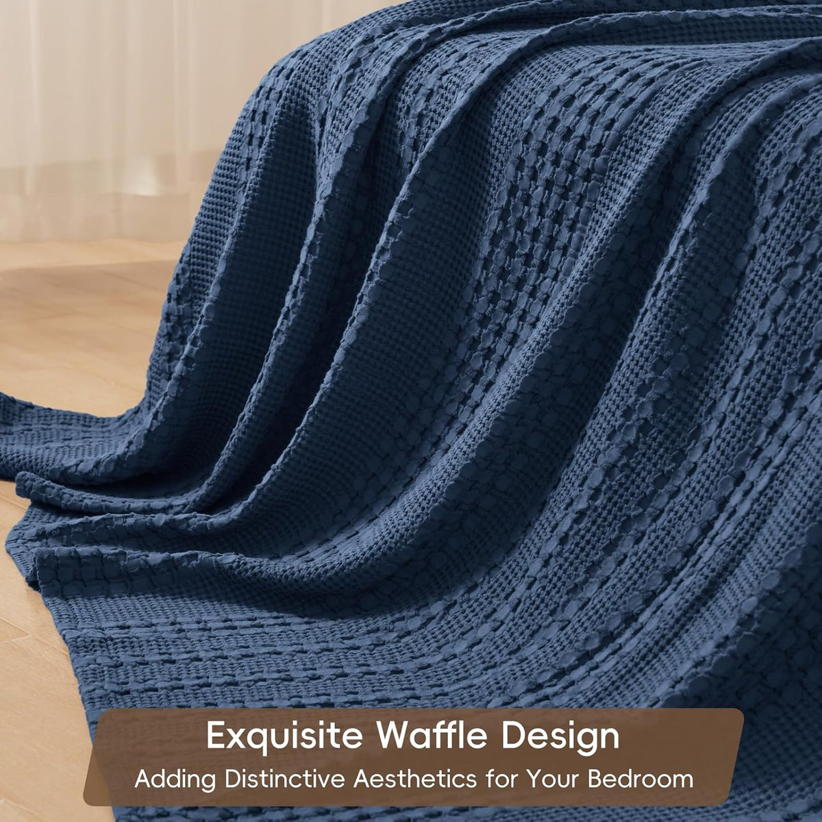 PHF 100% Cotton Waffle Weave Blanket Queen Size, Soft Lightweight Breathable Cozy Summer Blankets