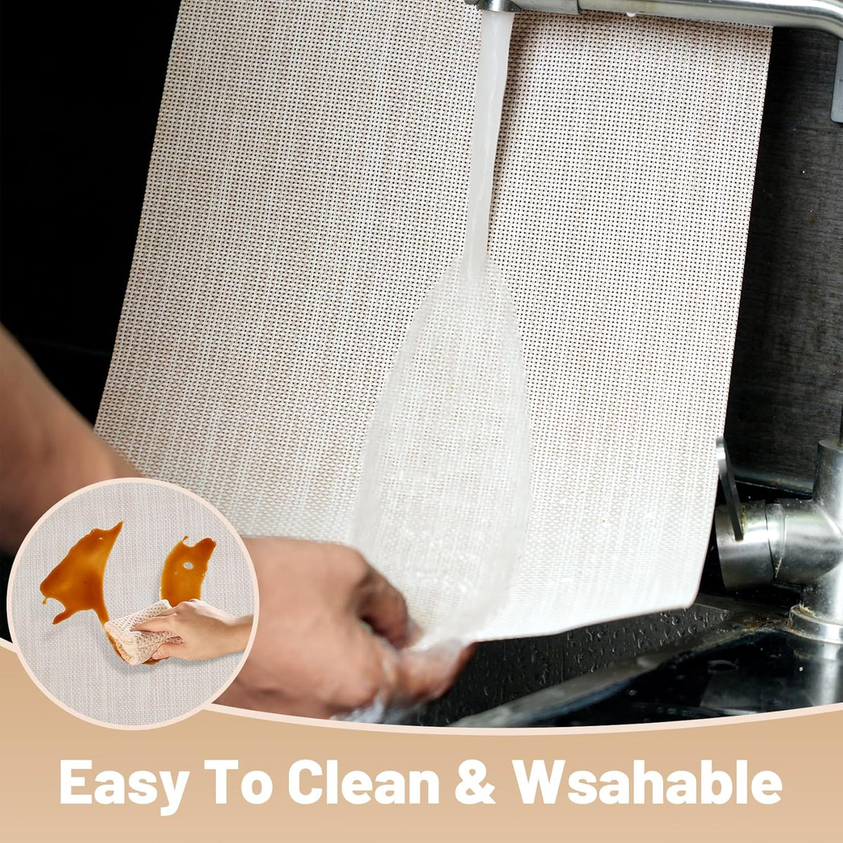 Placemats Set of 6，Non-Slip PVC Weave Table Mats Easy to Clean，Heat Resistant Place Mats for