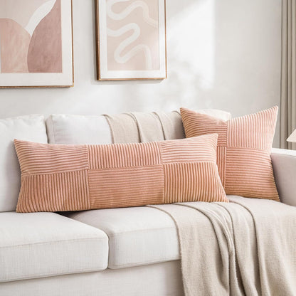 Fancy Homi 2 Packs Peach Decorative Throw Pillow Covers 18x18 Inch for Living Room Couch Bed Sofa