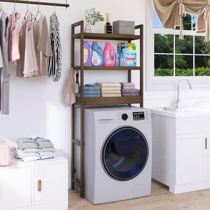 SMIBUY Bathroom Storage Shelf, Bamboo Over-The-Toilet Organizer Rack, Freestanding Toilet Space