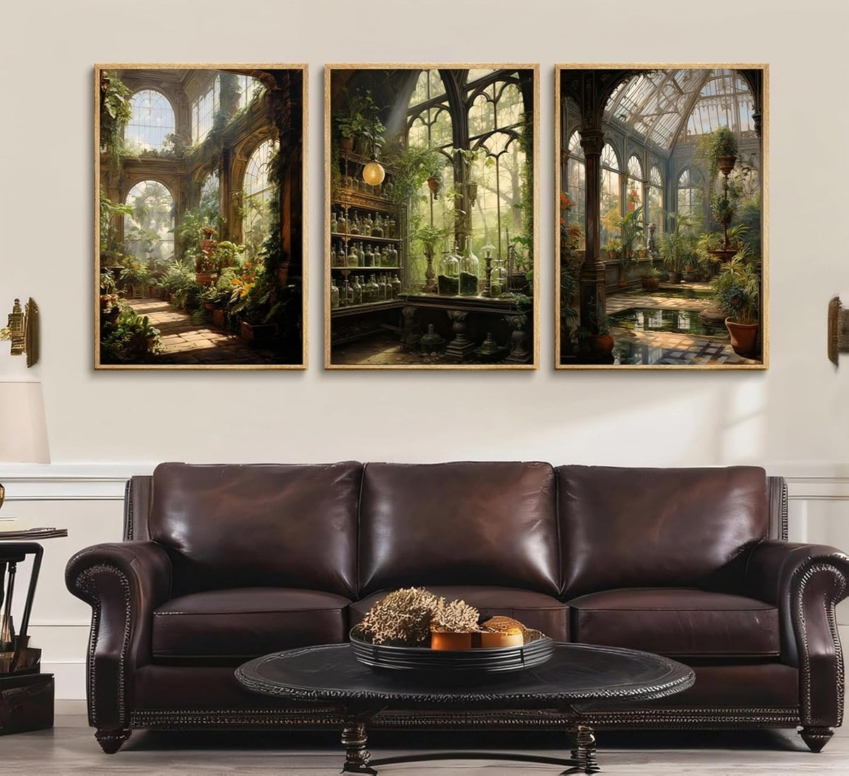 3pcs William Morris Green Plants Canvas Wall Art Medieval Castle Posters Prints Gothictalian