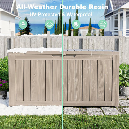 Vixzen 85 Gallon Resin Deck Box, Lockable Outdoor Storage Box for Patio Cushions Storage