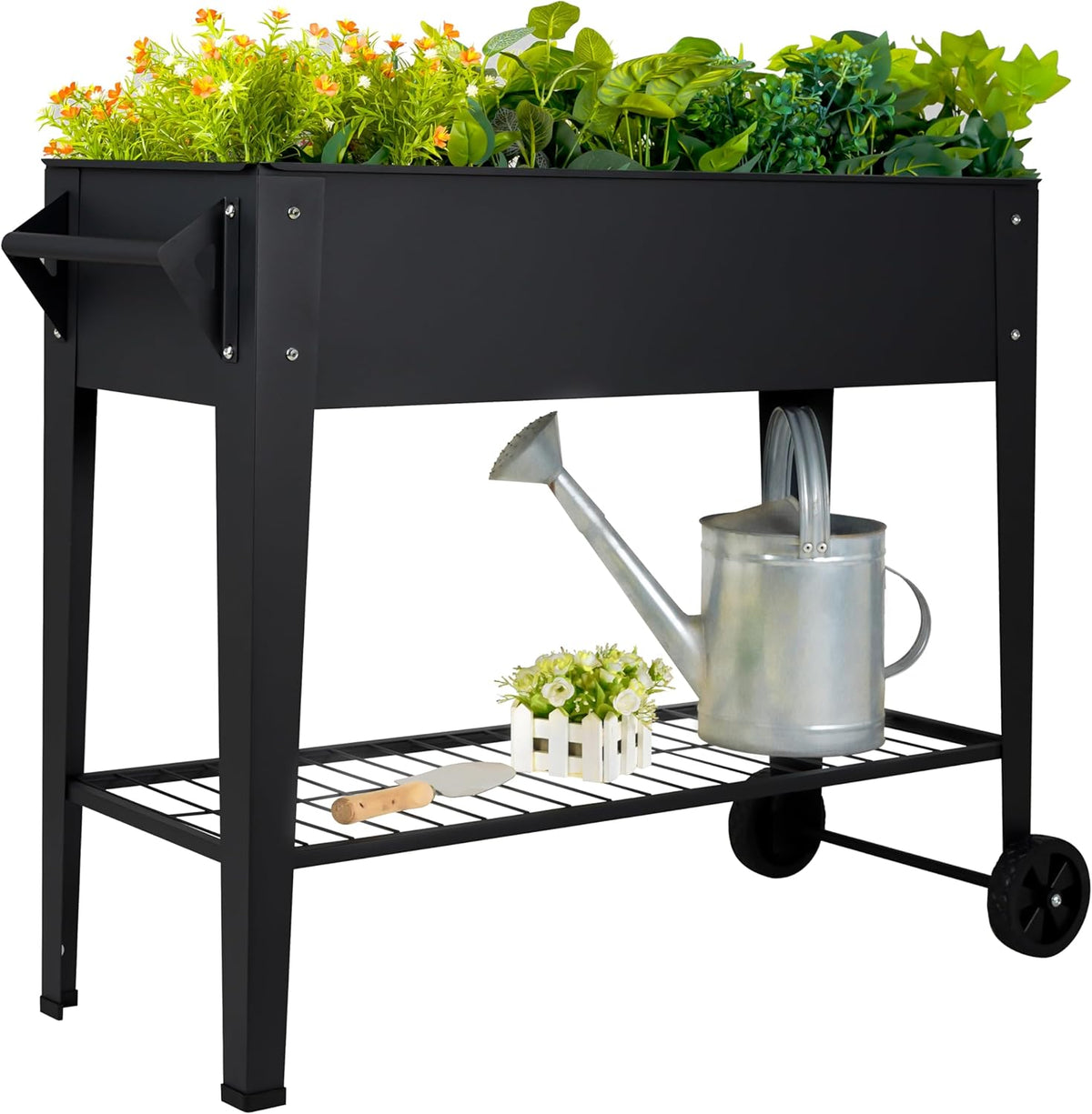 Elevate 32" Tall Raised Garden Bed Outdoor with Wheels & Shelf for Mobility, 400LBS Capacity