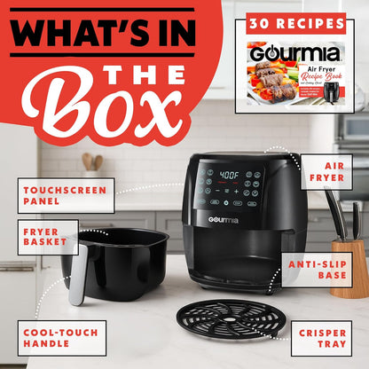 Gourmia Air Fryer 6 QT Digital – Guided Cooking with 12 One‑Touch Presets, FryForce 360 Large XL