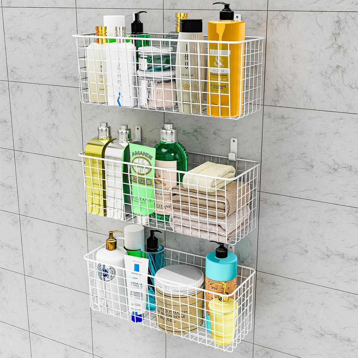 Joben Oligey 3 Set [Extra Large] Hanging Wall Wire Baskets, Farmhouse Food Storage Kitchen Pantry