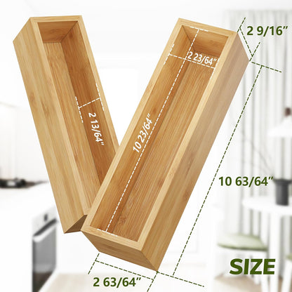 BAMEOS Kitchen Drawer Organizer,Small Silverware Drawer Organizer,Bamboo Utensil Organizer for