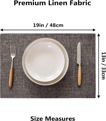 Demetex Placemats Table Mats Set of 6 Heat Resistant Washable Cloth Place Mats for Dining Table