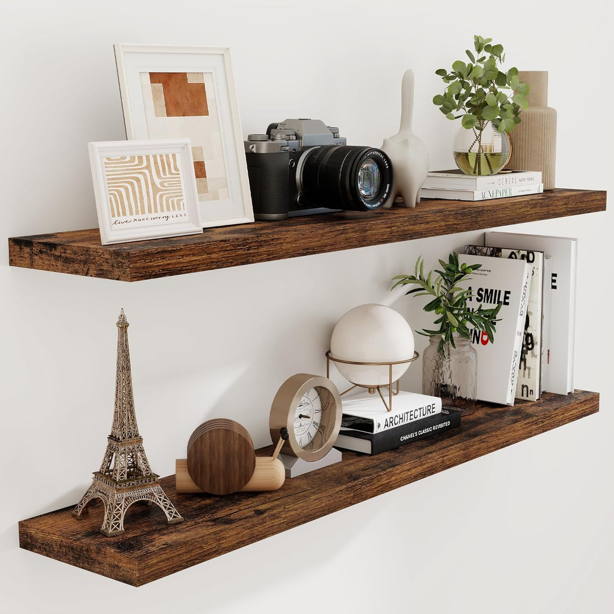 55 Inch Floating Shelves Set of 2, Rustic 55 x 9 Floating Shelf for Wall, 9 Inch Deep Wall Shelves
