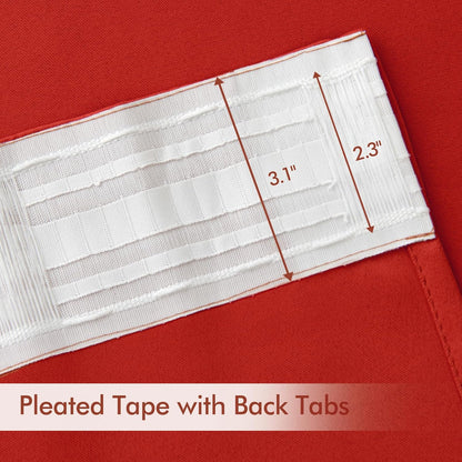 MIULEE Red Back Tab Blackout Curtain 96 Inch Long 2 Panels Set for Living Room Bedroom, Rod