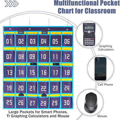 Loghot Classroom Accessories Closet Pocket Chart for Cell Phones Holder Wall Door Hanging Organizer