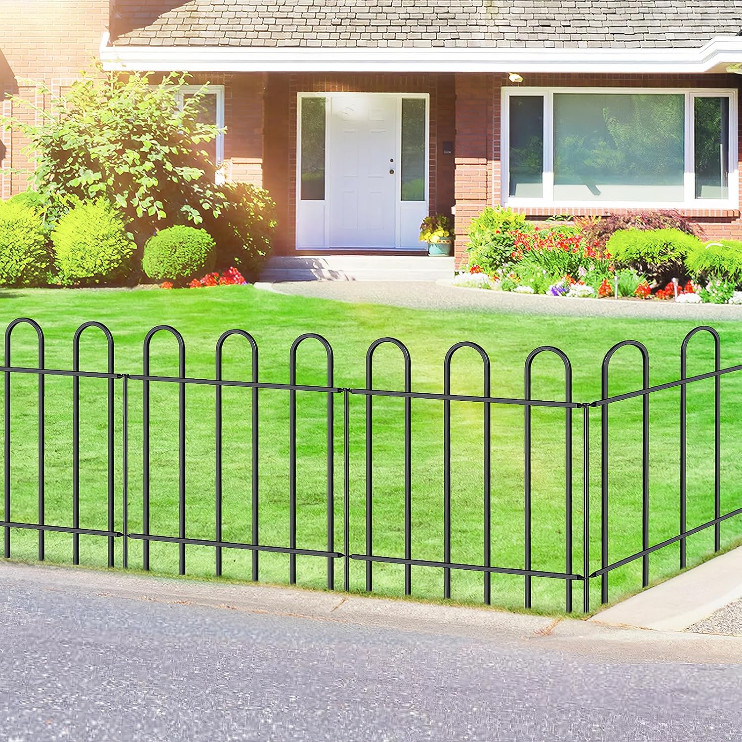 Metal Garden Fence 24 in H x 16 ft L, No dig Garden Border Yard Fencing, Dog Fence Outdoor