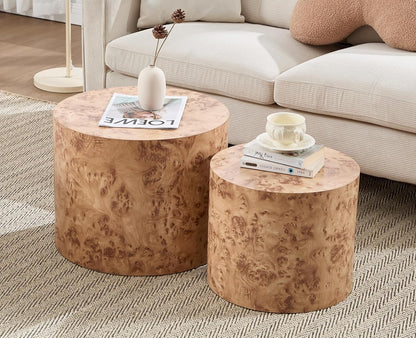 EALSON Nesting Coffee Tables Set of 2 Farmhouse Small Round End Tables Modern Wood Circle Side
