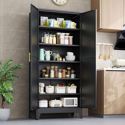 Kitchen Pantry Storage Cabinet with Doors and Adjustable Shelves, Metal ClosetMaid Food Pantry