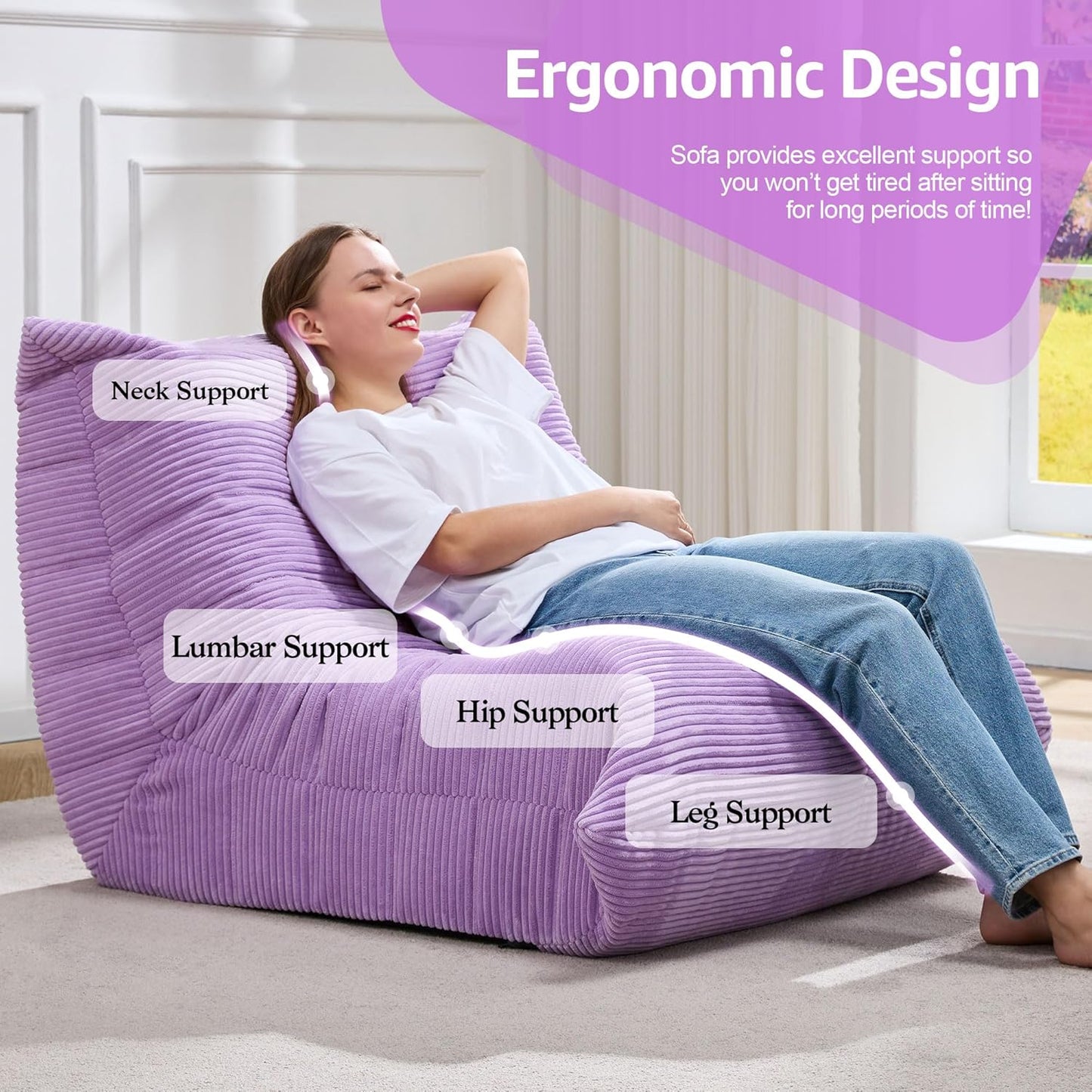 Bean Bag Chairs for Adults Giant Bean Bag Chair Memory Foam BeanBag Chair Big Bean Bag Sofa with