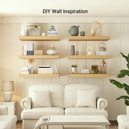Heimlove 12 Inch Deep Floating Shelves, 72 x 12 inches Long Wall Shelf, Large Extra Display Shelf &