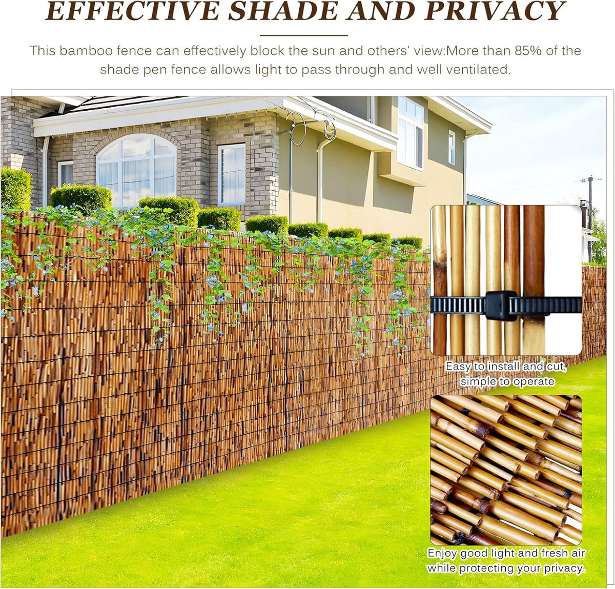 Natural Reed Fencing Rolls: Privacy Bamboo Fence 3/4/5/6ft High Roll Reed Screen, Decorative Bamboo