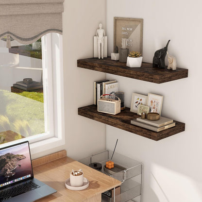 Floating Shelves 30 Inch Long, 12 Inch Deep Floating Shelf for Books, Rustic Wood 30 x 12 Storage