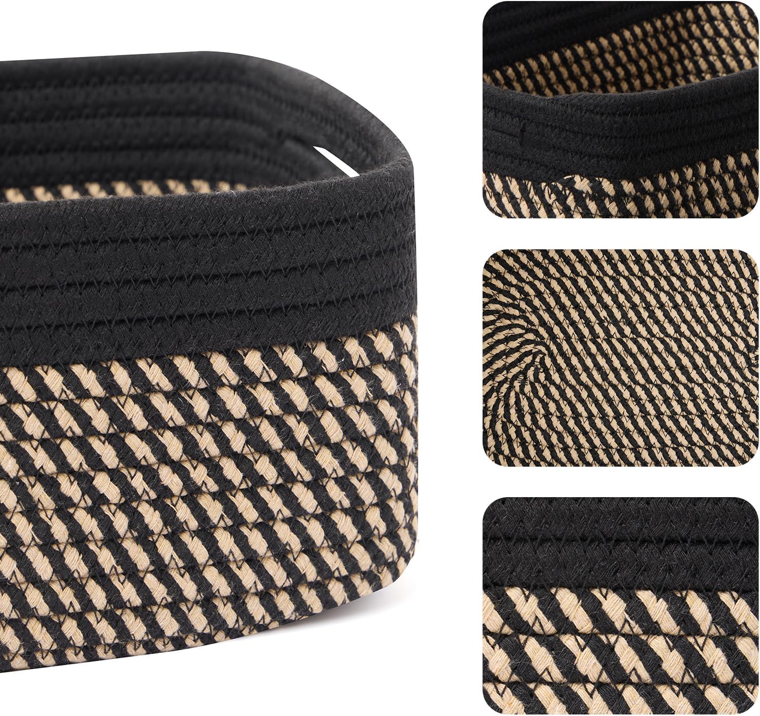 Small Storage Baskets for Organizing | Closet Organizer Bins | Shelf Toy Basket | Woven Rope