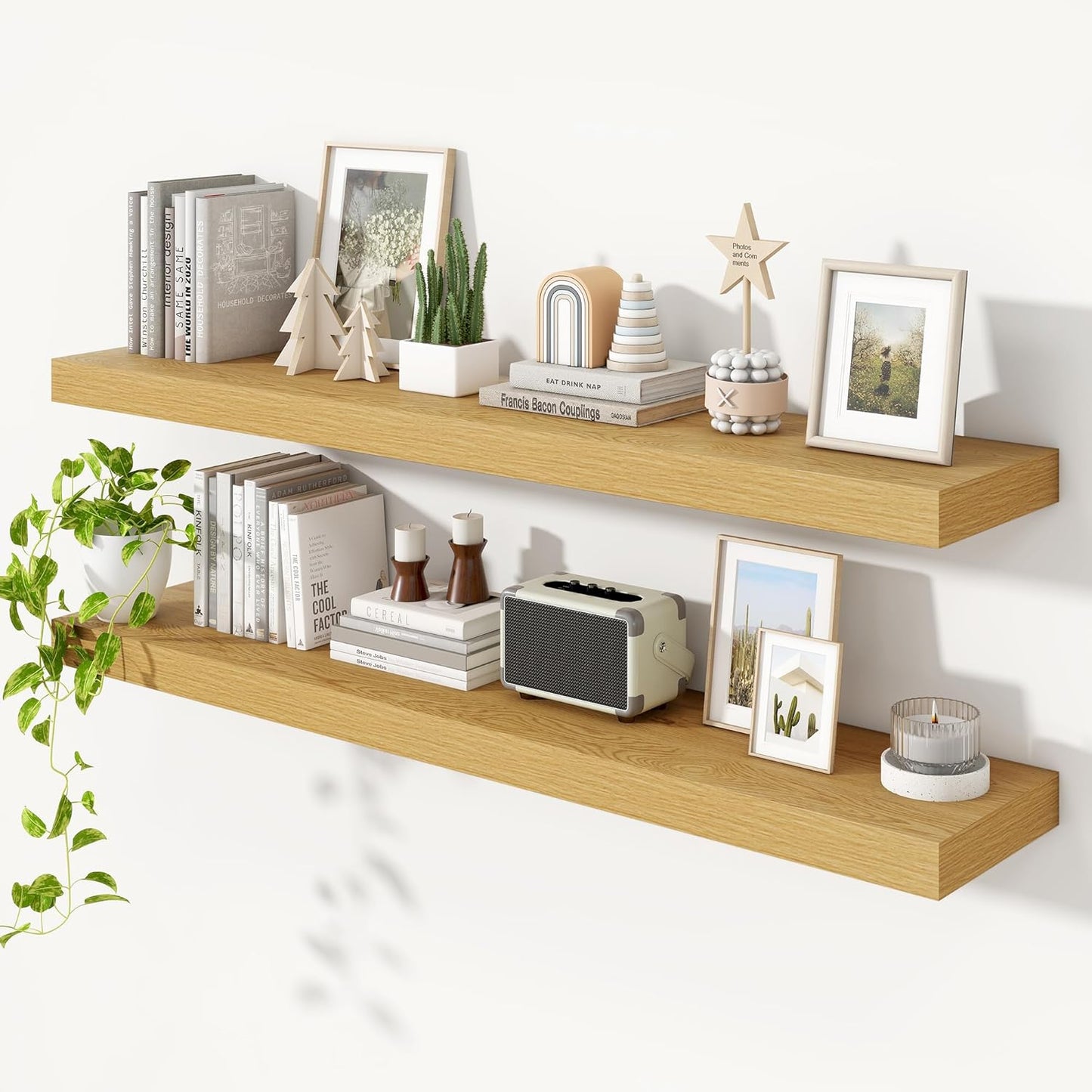 Heimlove 55 Inch Floating Shelves for Wall,10 Deep Large Rustic Wall Shelf with Heavy Duty
