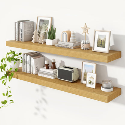 Heimlove 55 Inch Floating Shelves for Wall,10 Deep Large Rustic Wall Shelf with Heavy Duty