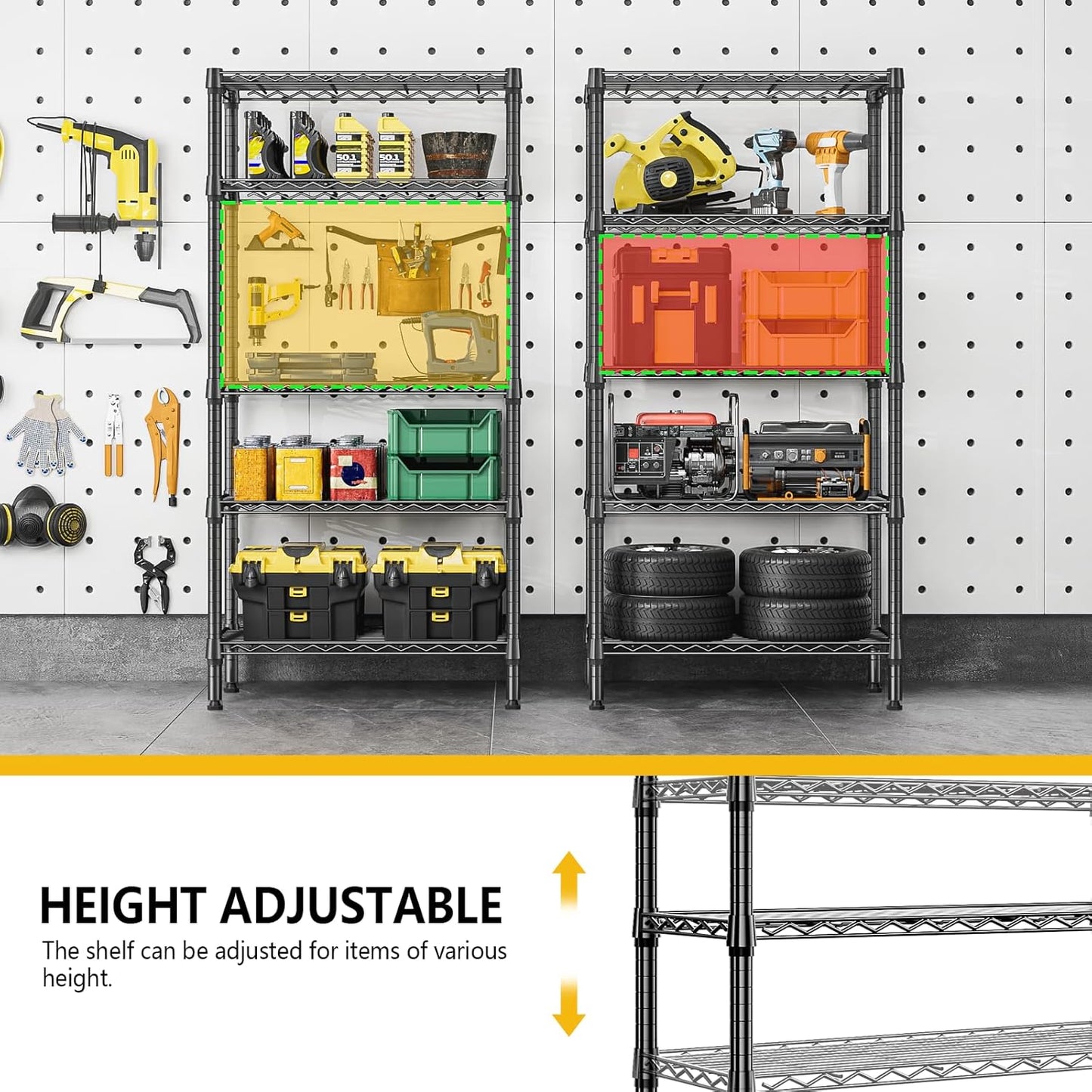1250 lbs 5 Tier Shelf Metal Storage Shelves Shelving Wire Rack Heavy Duty Closet Organizers for