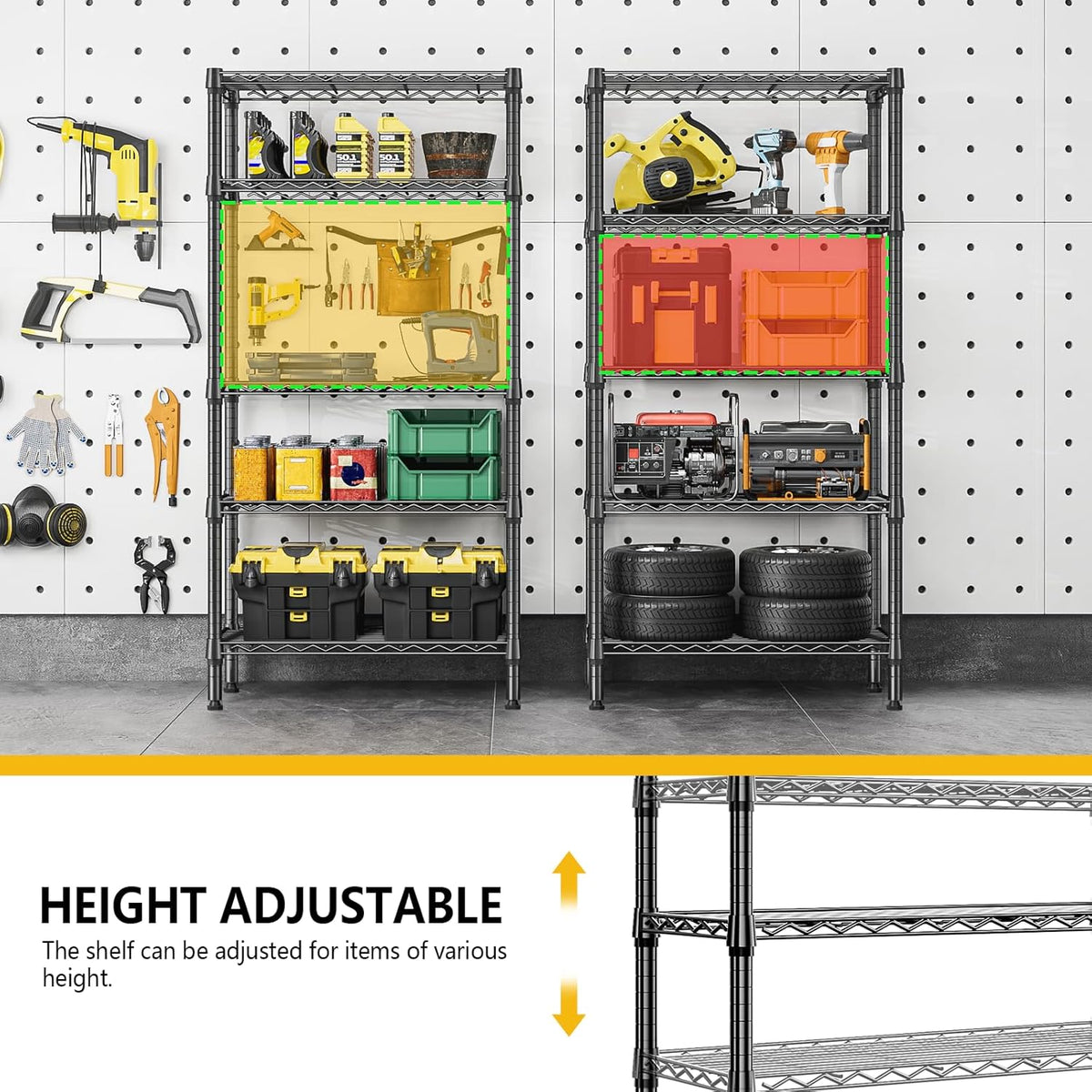 1250 lbs 5 Tier Shelf Metal Storage Shelves Shelving Wire Rack Heavy Duty Closet Organizers for