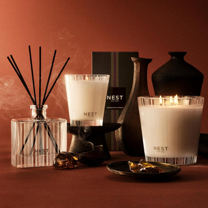NEST New York Scented Classic Candle, Moroccan Amber - 8.1 oz - Up to 60-Hour Burn Time - Reusable